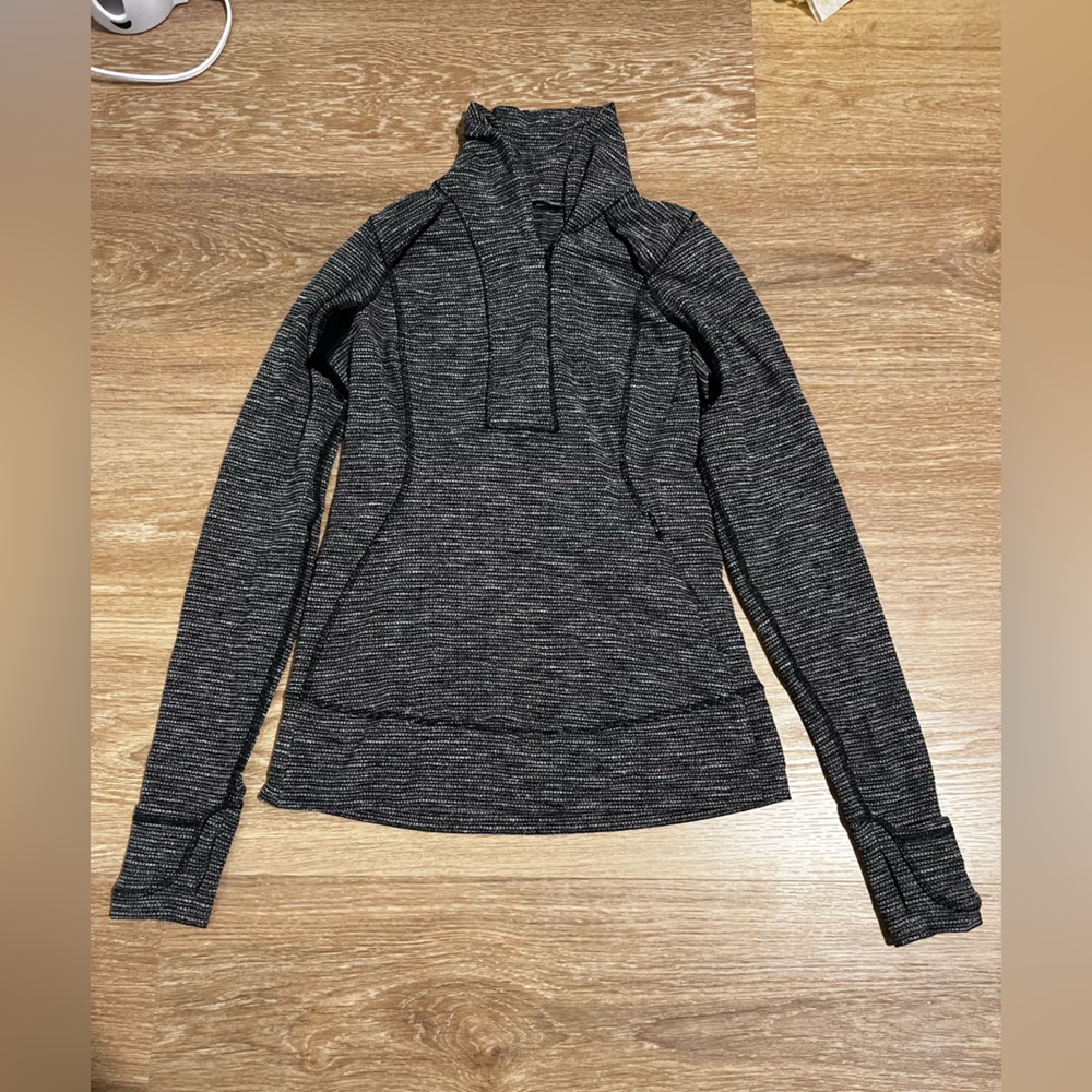 Lululemon Think Fast Pullover Coco Pique Black / Black Size 6‎ - Picture 6 of 15